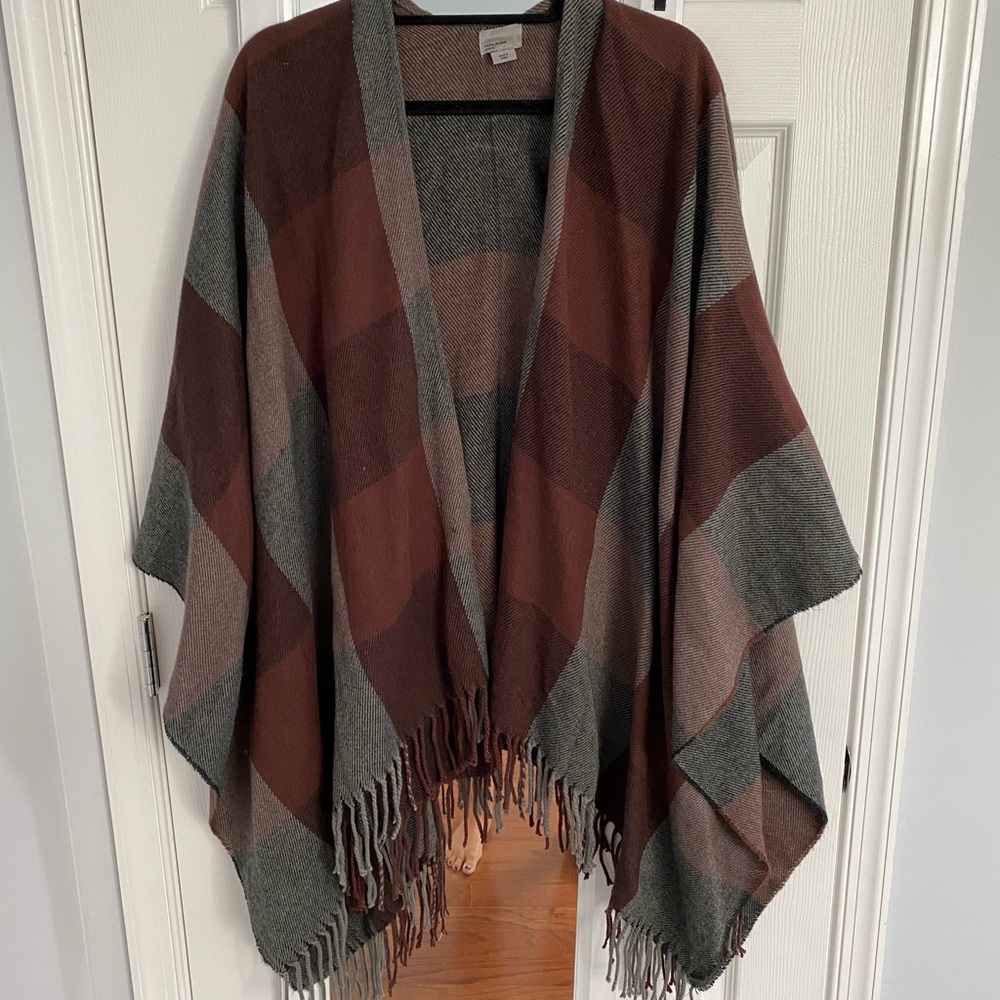 Plaid poncho